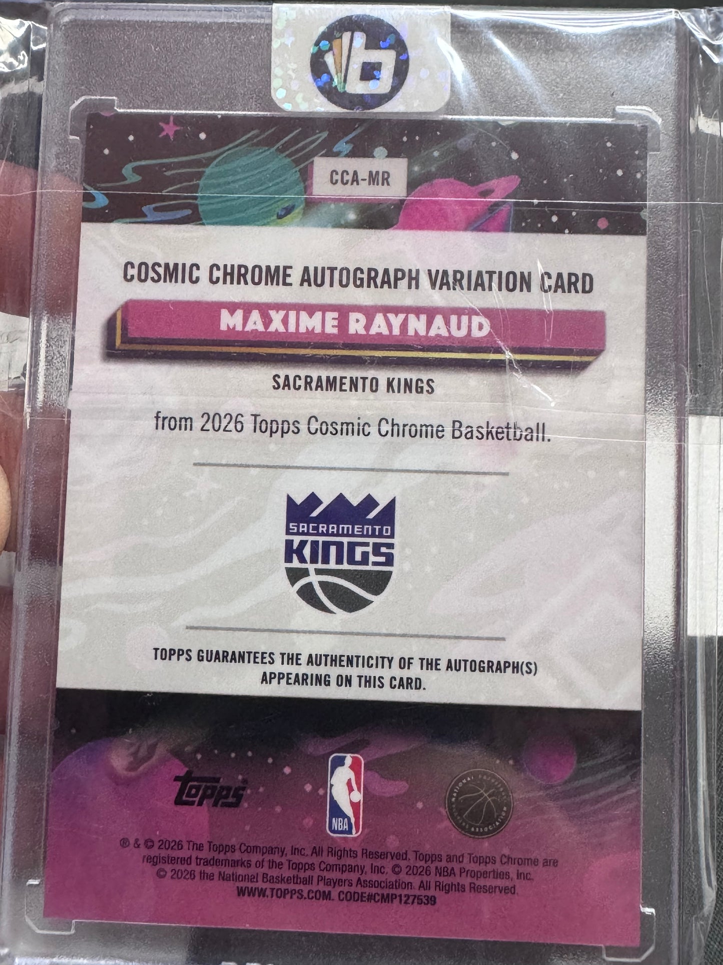 2025/26 Topps Chrome Cosmic Basketball Maxime Raynaud Base Autograph