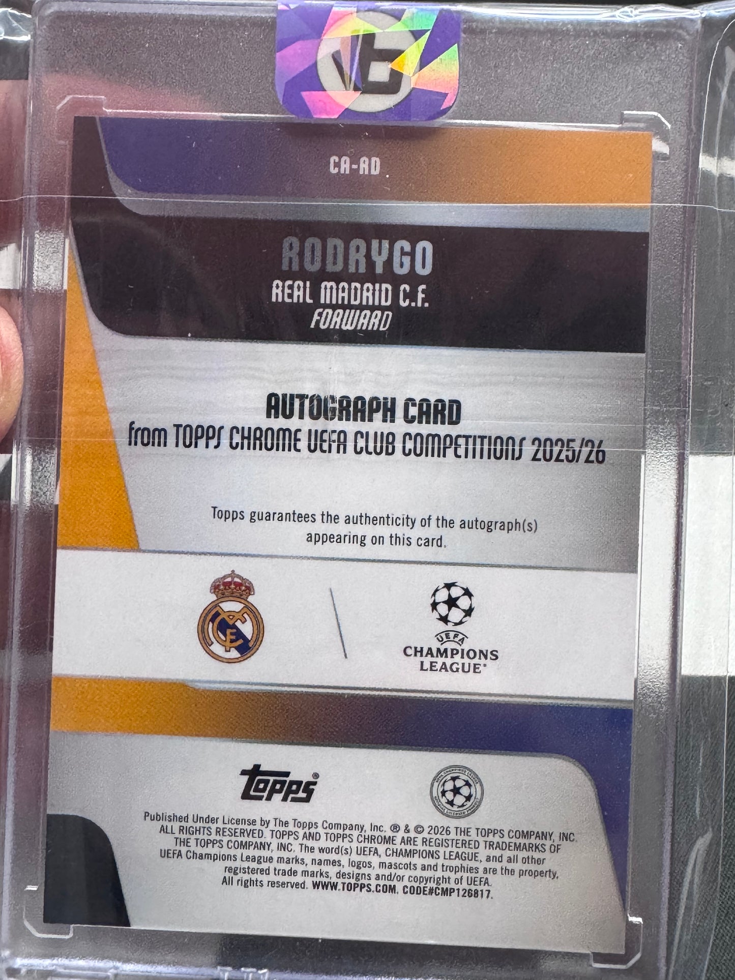 2025/26 Topps Chrome UCC Rodrygo Lava Autograph /75